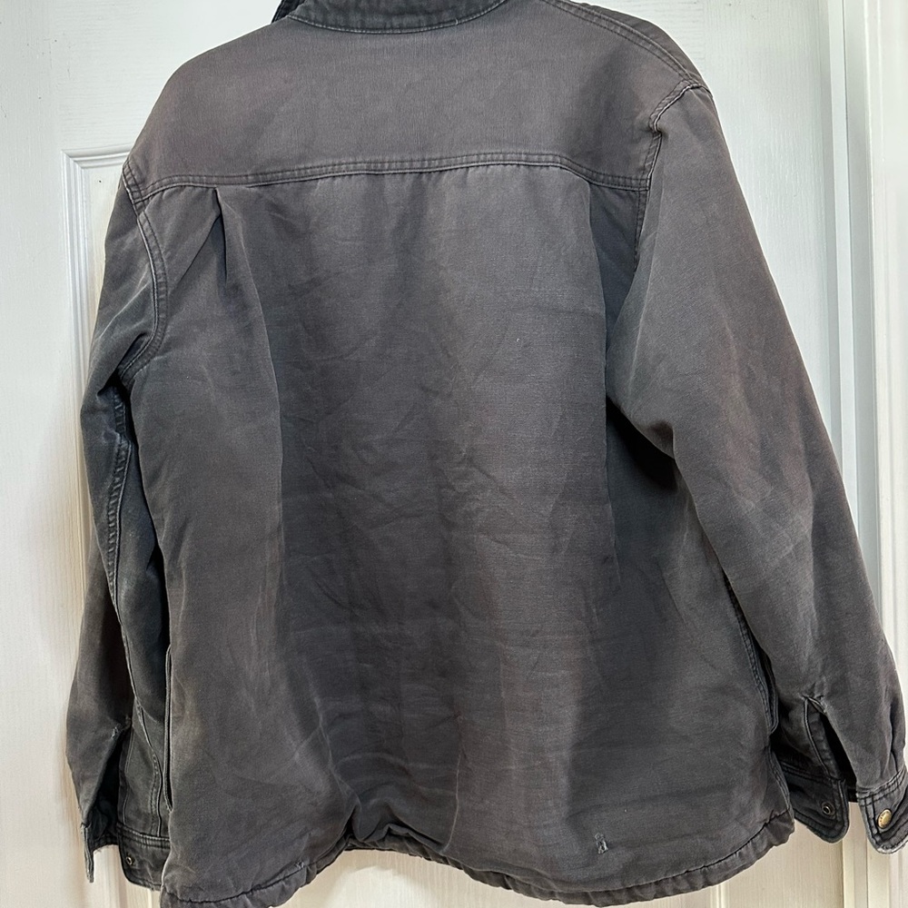Dickies Charcoal Truckers Jacket with Plaid Red Flannel Lining Size XL - Picture 2 of 6